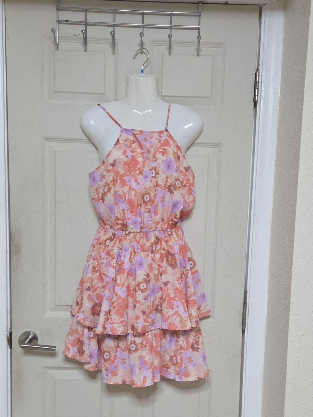 Peach Love California Multicolor Floral Dress Large Sz [1438] New